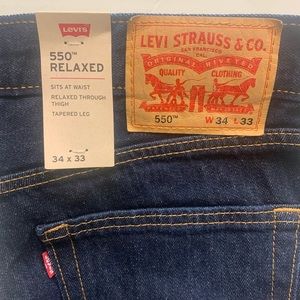 Levi’s 34 x33  550 Relaxed Fit Dark washed Jeans New with Tags